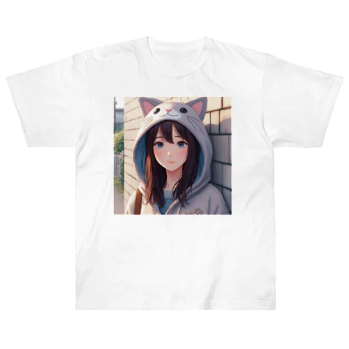 猫パーカーの女の子(19) ヘビーウェイトTシャツ