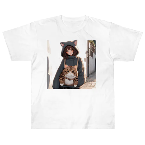 猫パーカーの女の子(20) Heavyweight T-Shirt