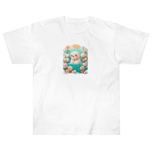 水遊びをしている白熊 ヘビーウェイトTシャツ