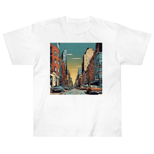 American Comic City Landscape 1 ヘビーウェイトTシャツ