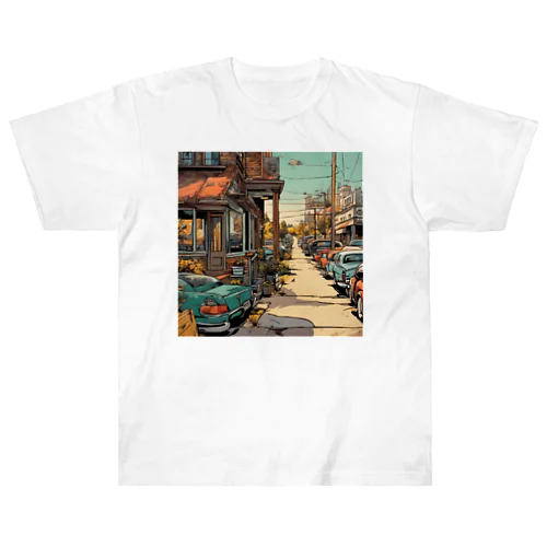 American Comic City Landscape 3 ヘビーウェイトTシャツ