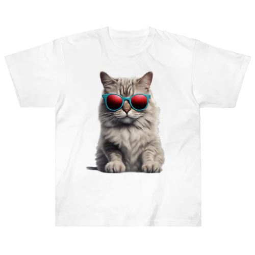クールなお猫様 ヘビーウェイトTシャツ