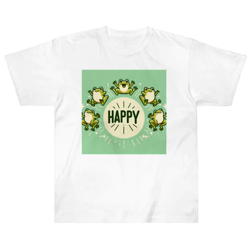 HAPPYカエル5匹 ヘビーウェイトTシャツ