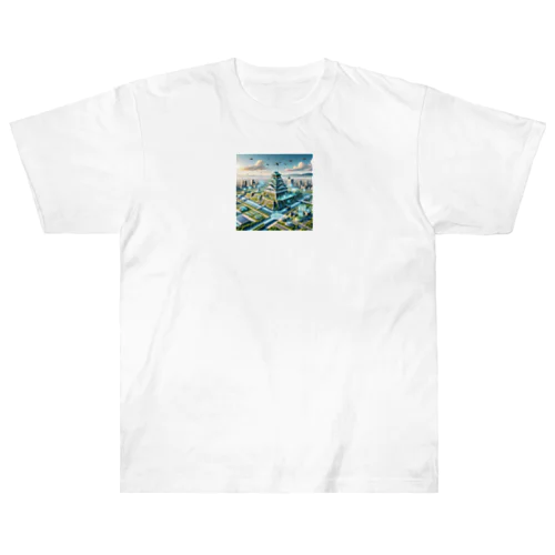 近未来を予感させる大阪城 Heavyweight T-Shirt