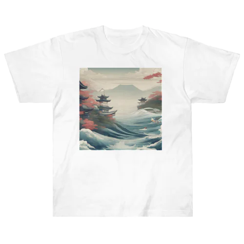 日本建築と海 Heavyweight T-Shirt