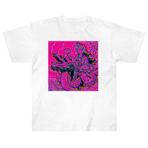 観世音菩薩と龍2「Kanzeon Bodhisattva and dragon2」 ヘビーウェイトTシャツ