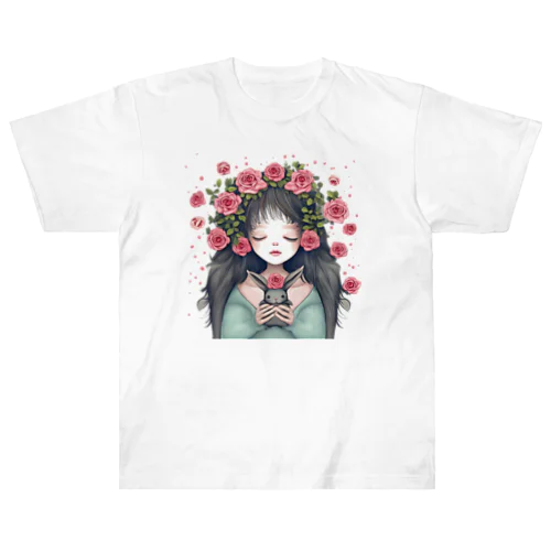 少女とウサギの薔薇物語 ヘビーウェイトTシャツ