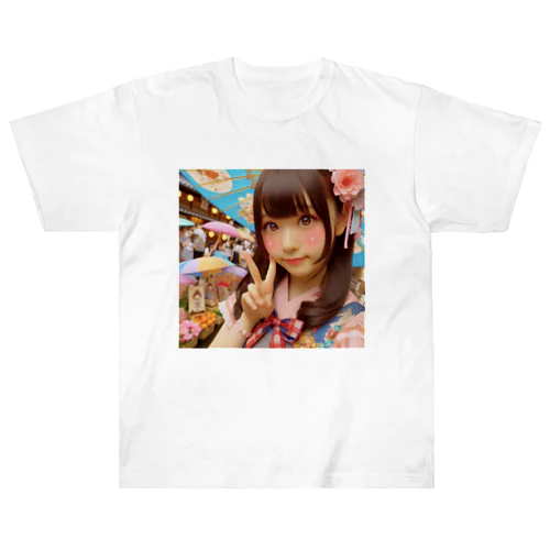 和傘の女の子 Heavyweight T-Shirt