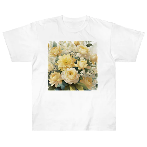 ペールイエローテーマの花束 ヘビーウェイトTシャツ