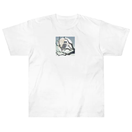 月に照らされた梟 Heavyweight T-Shirt