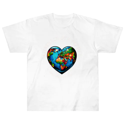 地球の日　Earth day 地球　ハート　ブルー Heavyweight T-Shirt