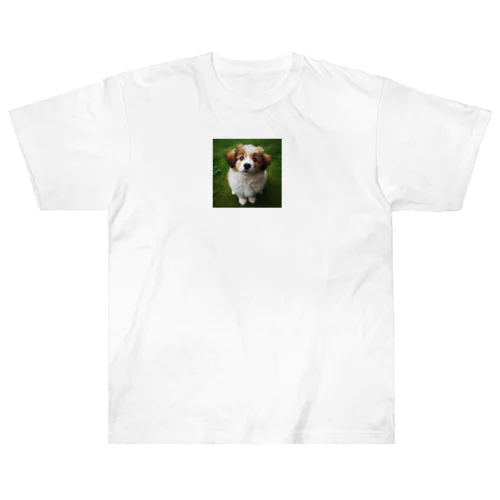 ウルウルがキュートな犬 ヘビーウェイトTシャツ