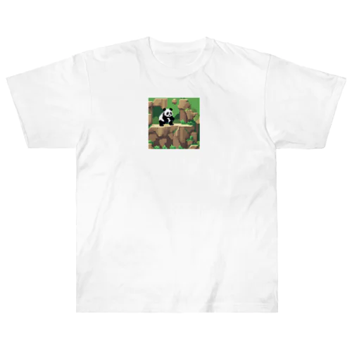 崖で遭遇したパンダ Heavyweight T-Shirt