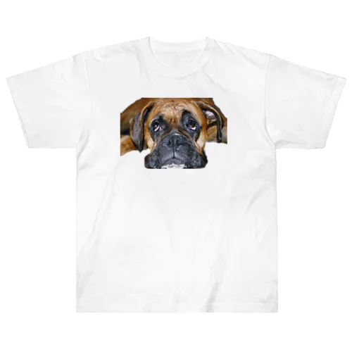 かわいいボクサー犬 ヘビーウェイトTシャツ