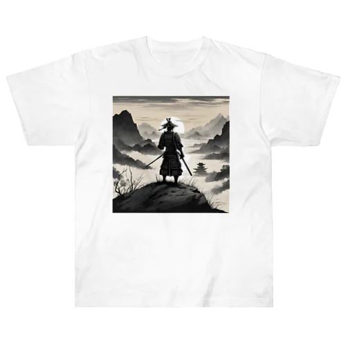 戦に敗れた武士が佇む風景画4 ヘビーウェイトTシャツ