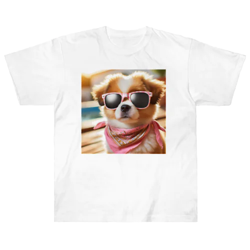 サングラスをかけた、かわいい犬 Marsa 106 ヘビーウェイトTシャツ
