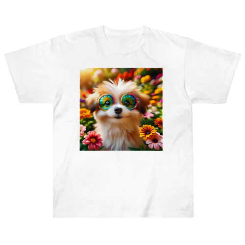 サングラスをかけた、かわいい犬 Marsa 106 Heavyweight T-Shirt