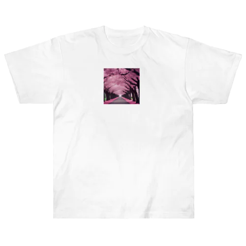 満開の桜道 Heavyweight T-Shirt