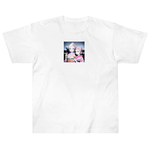 白く透き通る肌の娘達 Heavyweight T-Shirt