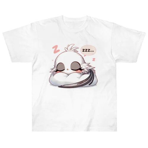 Long-tailed Tit 7 ヘビーウェイトTシャツ