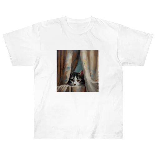 窓辺の覗き猫🐱 Heavyweight T-Shirt
