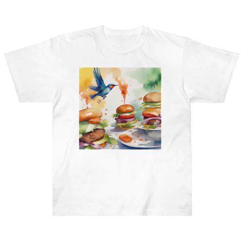 バーガーさんと青い鳥 ヘビーウェイトTシャツ