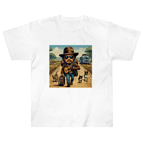 Walking down the road ヘビーウェイトTシャツ