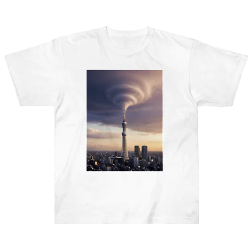 東京スカイツリーと竜巻 Heavyweight T-Shirt