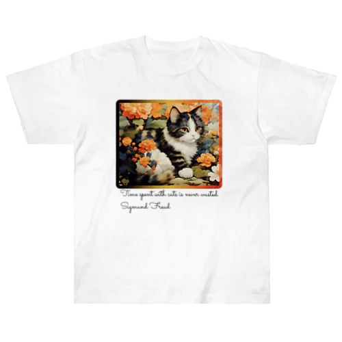 和風な癒しの三毛猫 Heavyweight T-Shirt