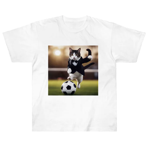 タキシード猫（サッカー） ヘビーウェイトTシャツ