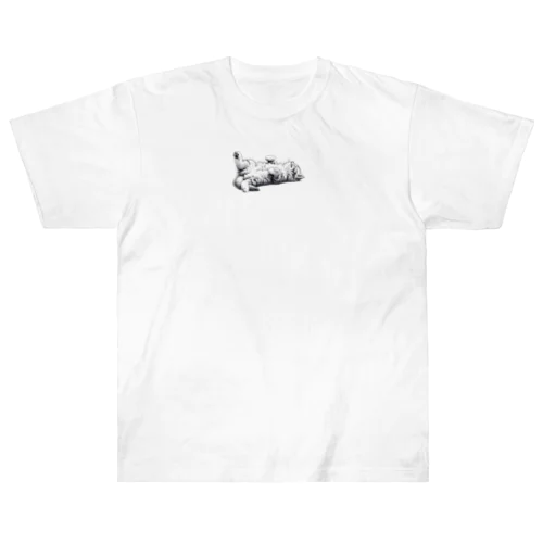 ねこごろり/モノクロ Heavyweight T-Shirt