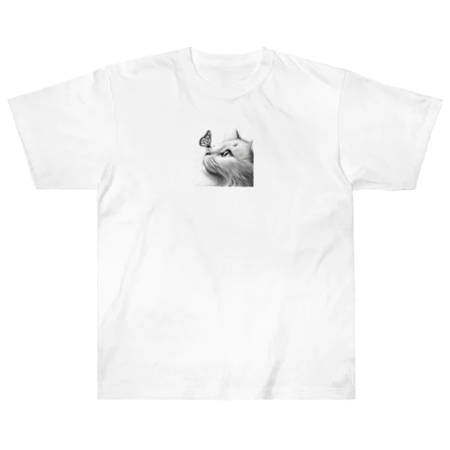 猫と蝶 Heavyweight T-Shirt