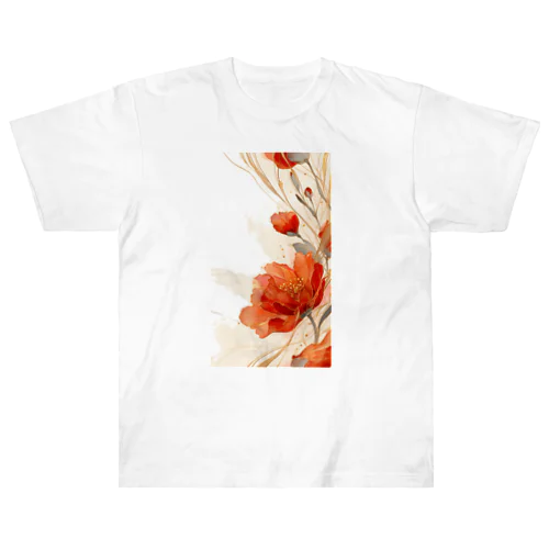 lucky flower -red ヘビーウェイトTシャツ