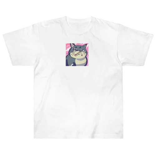 怒る猫 ヘビーウェイトTシャツ
