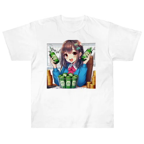 魅力的な美少女がNISAで投資 Heavyweight T-Shirt