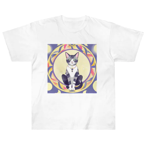 猫と魔法陣 Heavyweight T-Shirt