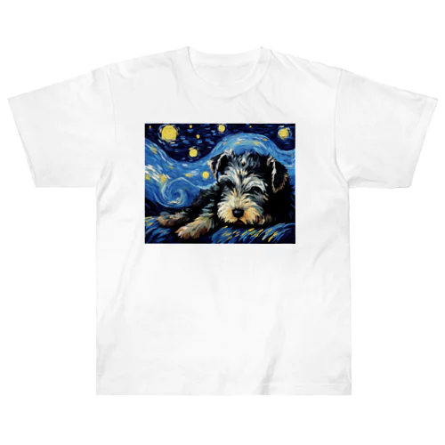 【星降る夜 - シュナウザー犬の子犬 No.3】 Heavyweight T-Shirt