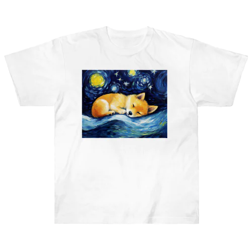 【星降る夜 - 柴犬の子犬 No.2】 ヘビーウェイトTシャツ