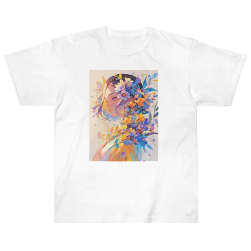 花に囲まれて　BLUE PLUM  691 ヘビーウェイトTシャツ