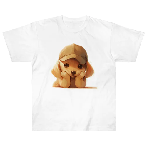 キャプをかぶった可愛い子犬 Marsa 106 ヘビーウェイトTシャツ