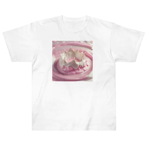 “ピンクのミルククラウン ヘビーウェイトTシャツ