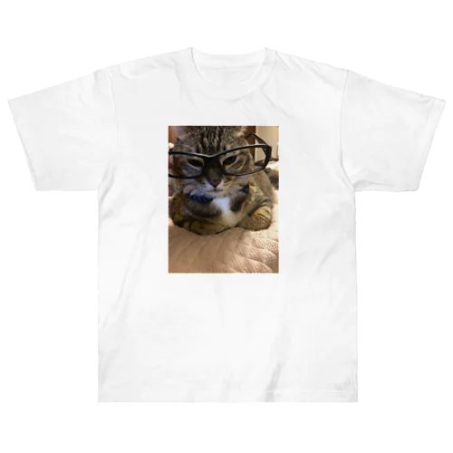 メガネ猫 ヘビーウェイトTシャツ