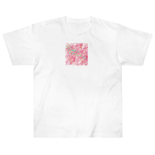 ピンクフラワーバタフライ Heavyweight T-Shirt