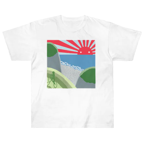 浜辺の朝日 Heavyweight T-Shirt