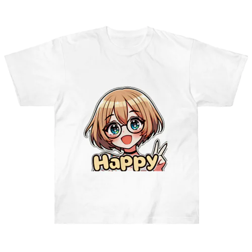 金髪ショートカット眼鏡美少女ちゃん Heavyweight T-Shirt