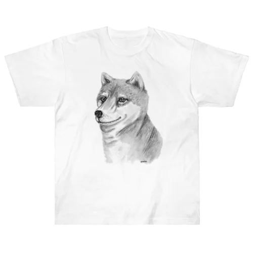 柴犬　モノクロアート犬 Heavyweight T-Shirt