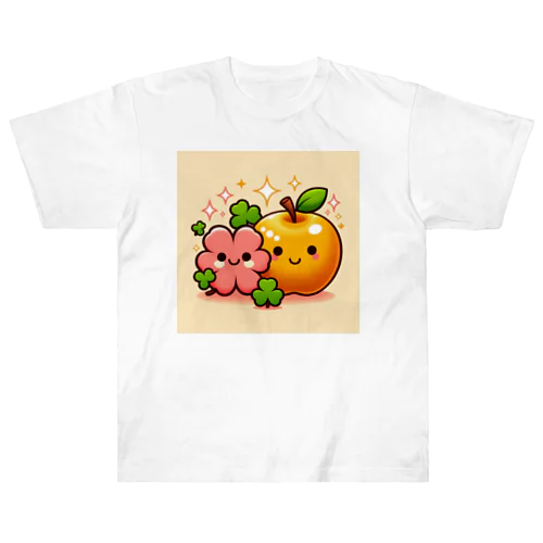 恋愛運アップの金のリンゴとピンクのクローバー Heavyweight T-Shirt