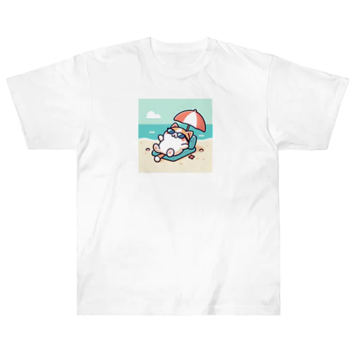 有給休暇をむさぼるネコ Heavyweight T-Shirt