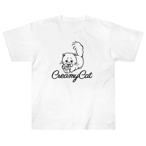 お砂糖と白い猫 ヘビーウェイトTシャツ