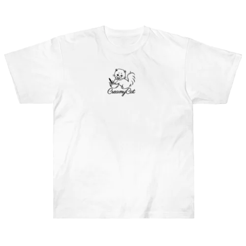 creamy catの白猫ちゃん ヘビーウェイトTシャツ